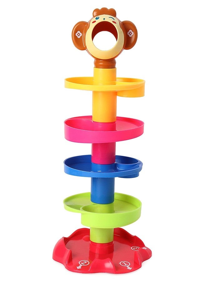 MABLE Ball Drop & Swirling Tower Toy for Babies & Toddlers | 5-Layer Stacking Tower with 3 Rattle Balls | Educational Toy for Motor Skills & Hand-Eye Coordination | Multicolor - Image 1